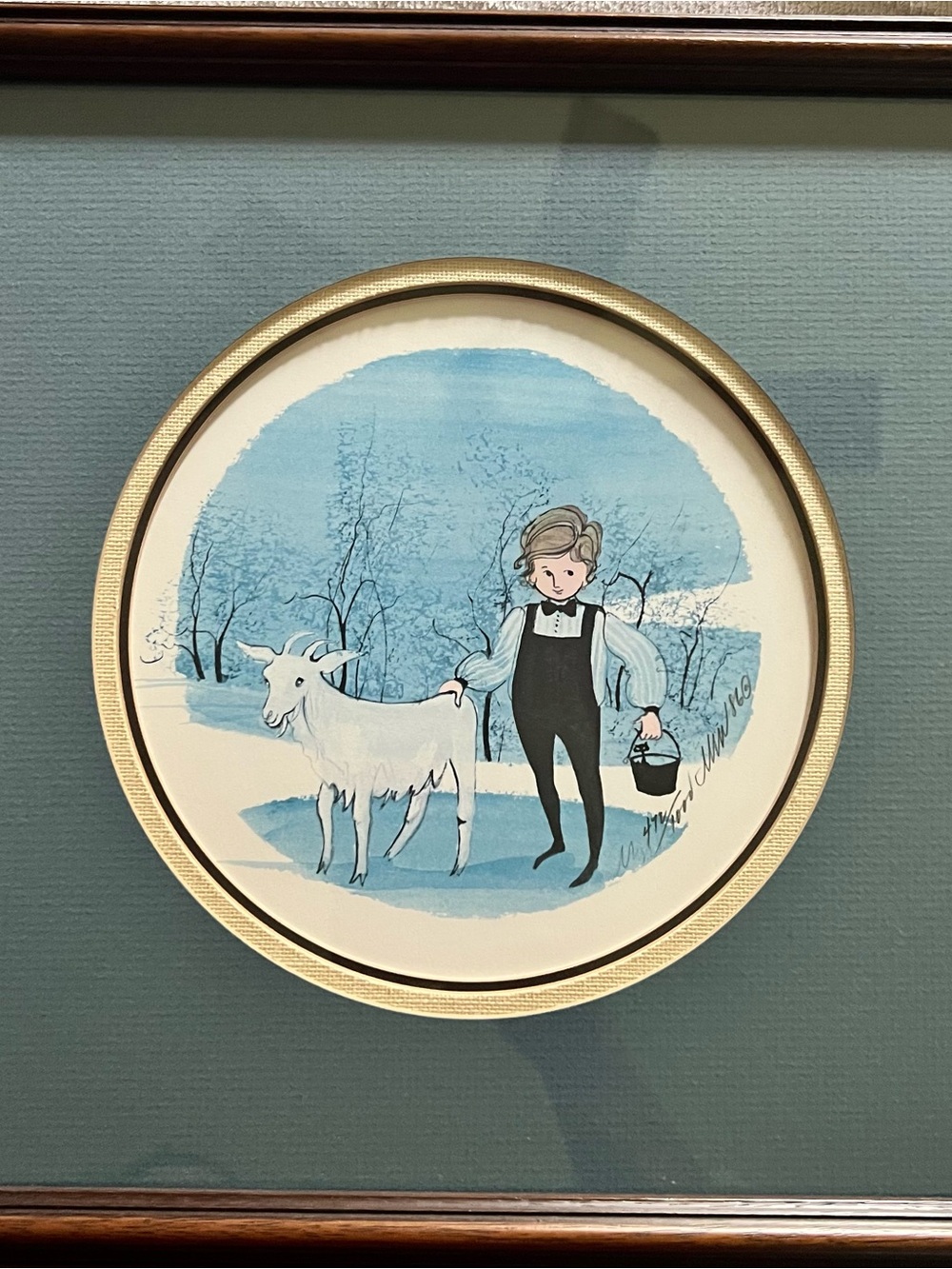 P. Buckley Moss Print 1986 Signed #472/1000 Boy Goat Framed “My Companion”